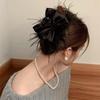 Elegant Black Feather Hair Clip with Bow - Premium Ostrich Feather Hair Accessory for Autumn and Winter