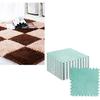 10pcs Plush Foam Puzzle Mat Tiles Soft and Non Slip Interlocking Carpet Tiles for Bedroom or Kids Room (Mint Green)