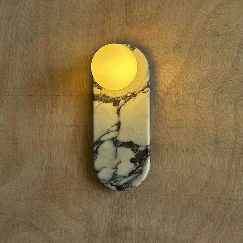 Modern Luxury White Black Natural Marble Led Wall Lamp White Glass 8cm G9 Bulb Sconce For Indoor Foyer Aisle Restaurant Bedroom