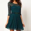 Elegant Lace Dress With Long Sleeves And Round Neck For Casual Spring Summer Wear