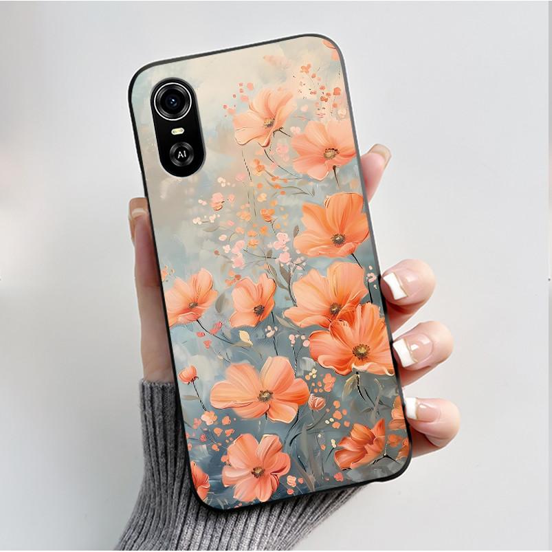 For ZTE Blade A33S Phone Cases Soft Silicone Back Cover For ZTE Blade A 33 S Case Fashion Flower Black TPU Shell Coque A33S Capa