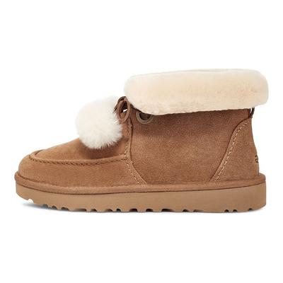 UGG Kyrina Bow Pom Suede Warm Durable Non-Slip Sweet Snow Boots Women Boots Brown 1125390-CHE