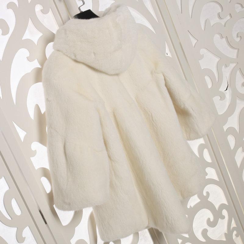 Winter new fur coat women's imitation mink hair medium and long fashion hooded imitation mink coat