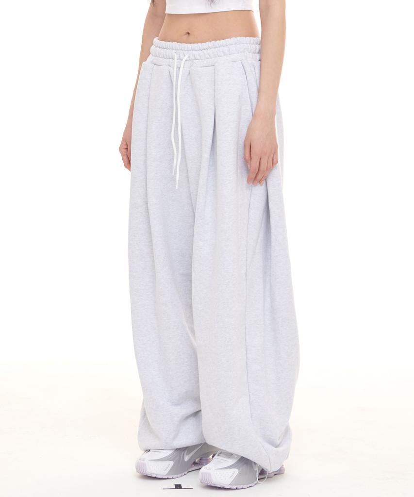 RAW LAB Super Wide Side-Tuck Sweatpants - Melange Grey
