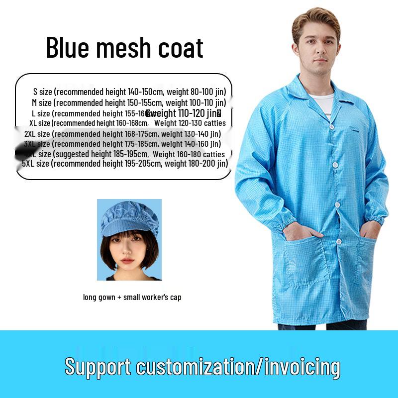 Class 1000 Cleanroom Anti-static Mesh Top Dustproof Suit, 0.5cm Static-dissipative Workwear