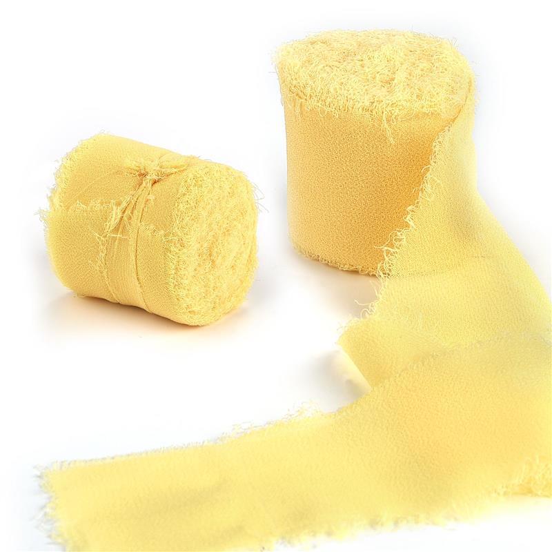 5M Handgefertigtes Ausgefranstes Satin Chiffon Seidenband Für Hochzeitseinladung Verpackung Sträuße Geburtstagsfeier Dekorationen Geschenke