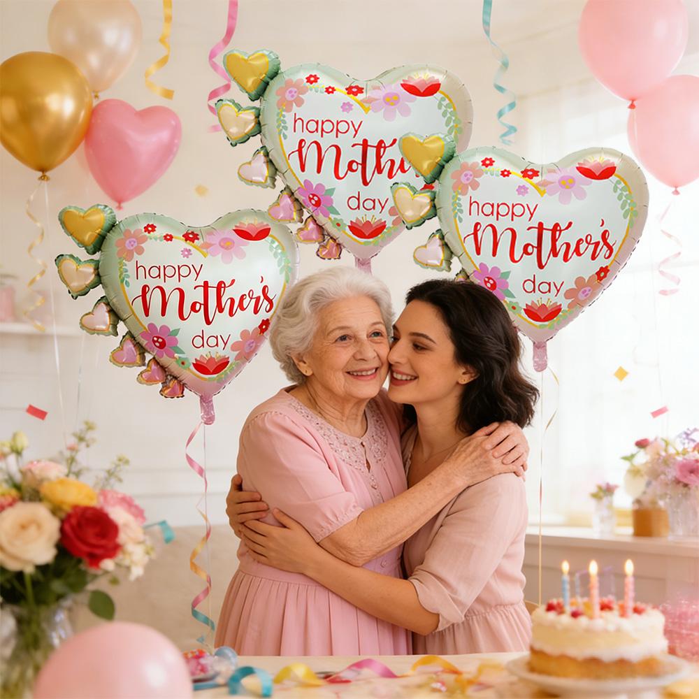 Gradient Flower Balloons for Mother's Day, Aluminum Foil Balloons, Suitable for Mother's Day, Holiday-Themed Parties, Indoor and Outdoor Decorat