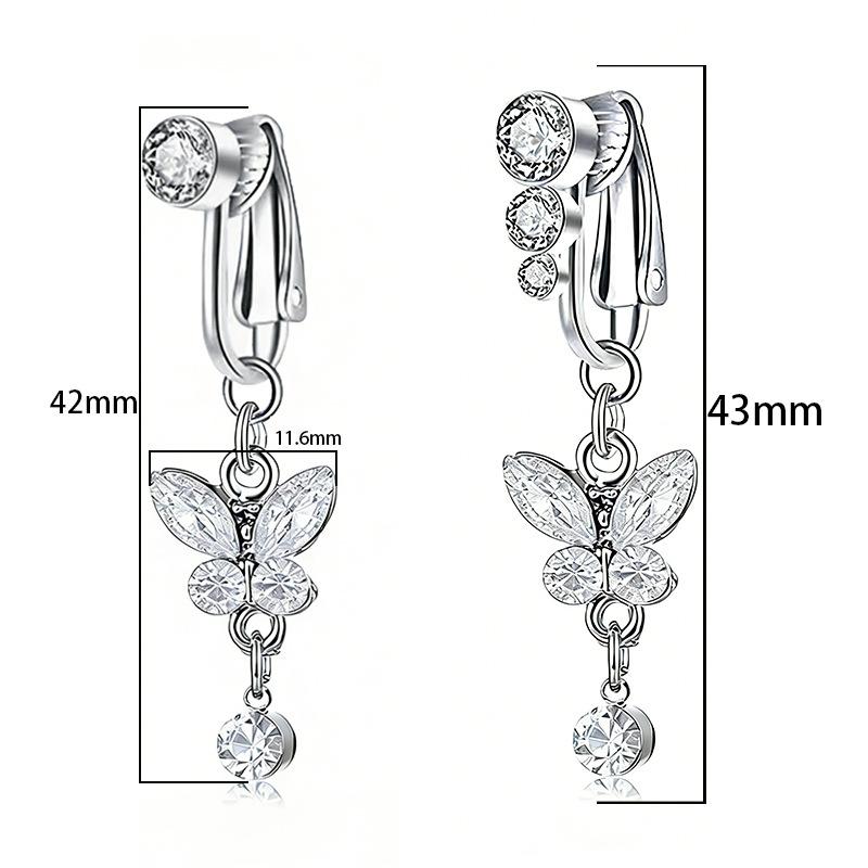 Fashion Butterfly Pentagram Non Perforated Navel Clip On Umbilical Navel Fake Pircing Zircon Cartilage Clip On Body Jewelry