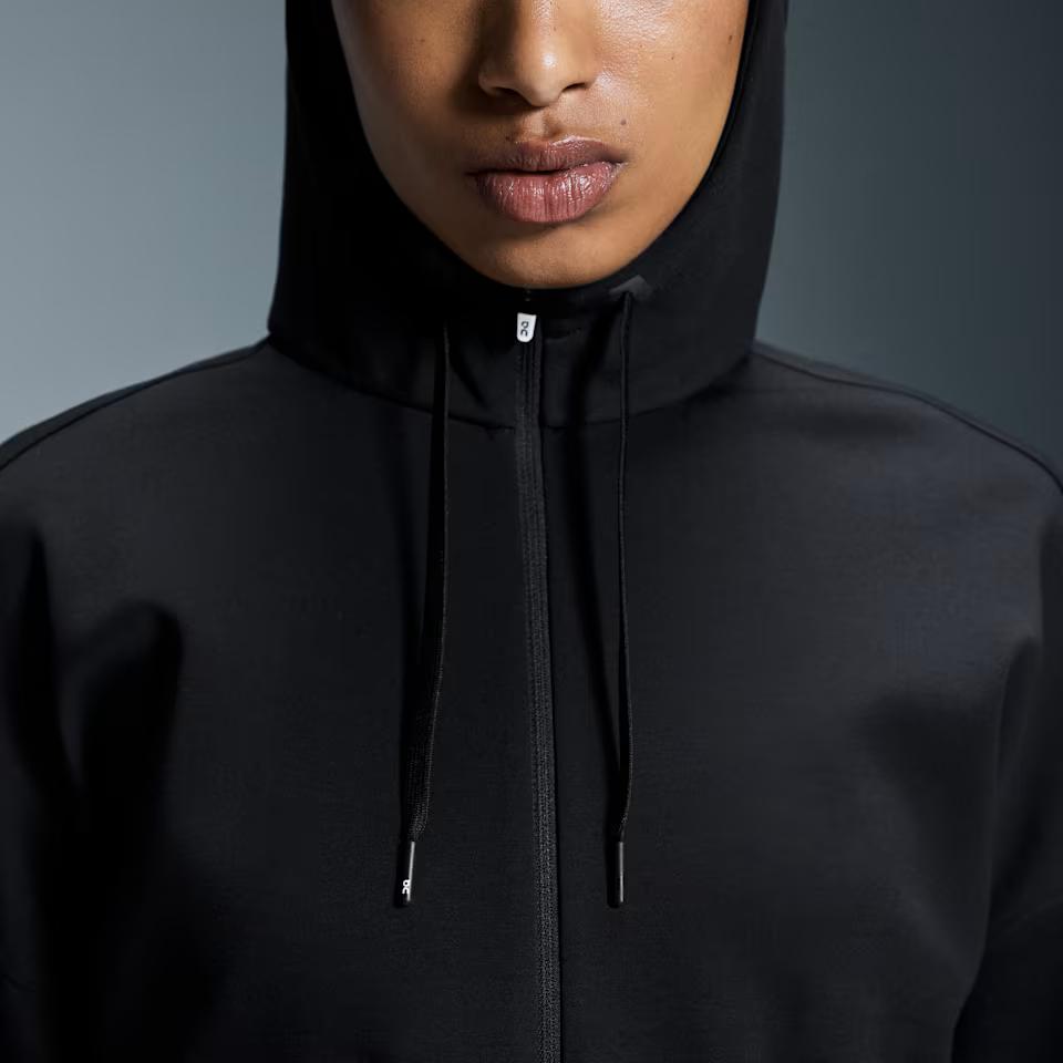 On Loose Fit Zip Up Hooded Jacket Women Jackets Black 1WE11800553