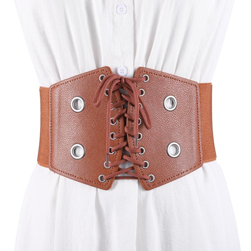 

Женский широкий эластичный декоративный пояс-корсет на шнуровке с юбкой, пальто, эластичный пояс верблюд