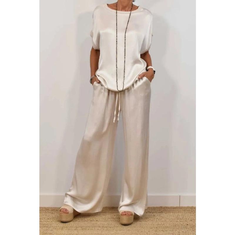 Spring and Summer Trend Loose Shirt Wide-leg Trousers Casual Suit XS белый
