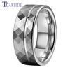 8MM Hammer Wedding Band For Men Women Multi-Faceted Brushed Offset Grooved Finish Nice Gift Jewelry Comfort Fit