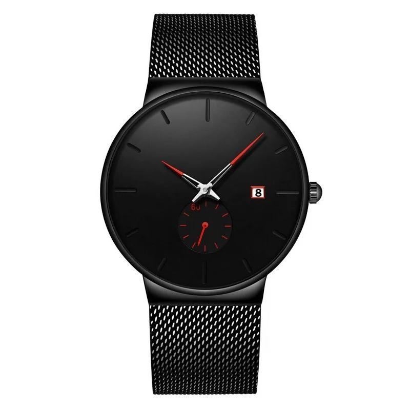 Fashion Mens Watches Top Brand Luxury Quartz Watch Men Casual Slim Mesh Steel Waterproof Sport Watch Relogio Masculino