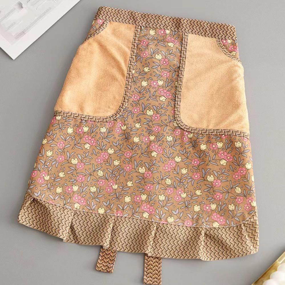 Anti-fouling Work Clothes Flower Cooking Half-waist Apron Fashion Half-length Apron  Cooking