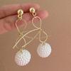 Elegant Light Luxury Gold Silk Bow Rice Bead Drop Earrings French Retro Luxury Xiaoxiang Style Exquisite Women Pierced Ear Jewelry