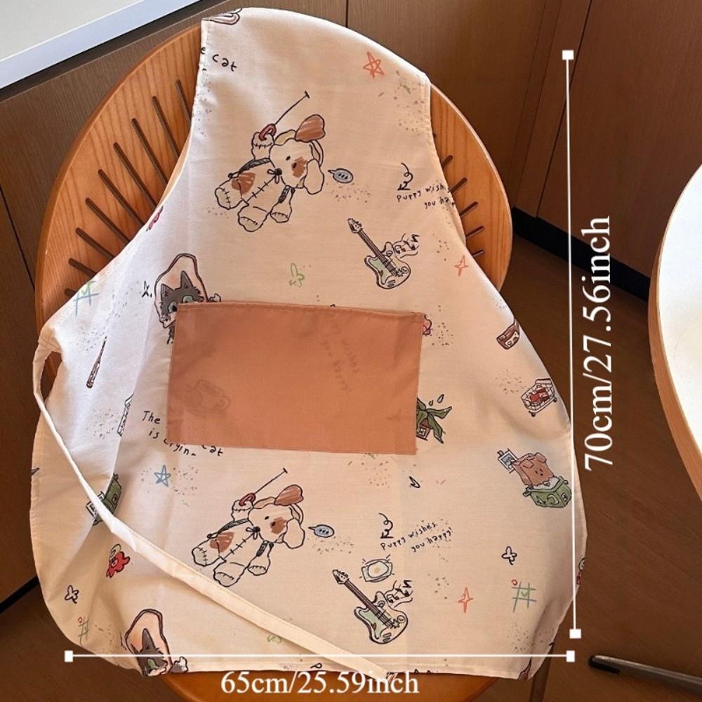 Cartoon With Pockets Cat Dog Sleeveless Aprons Oil-proof Soft Kitchen Apron Waterproof Cute Cooking Apron Woman/Man