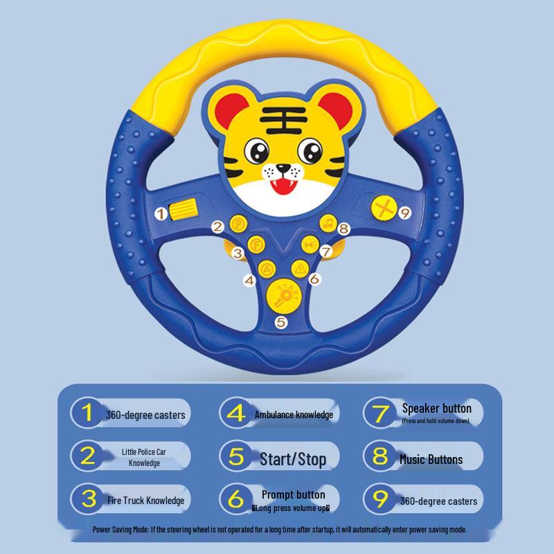 Kids' Interactive Cartoon Steering Wheel Toy for Rear Seat