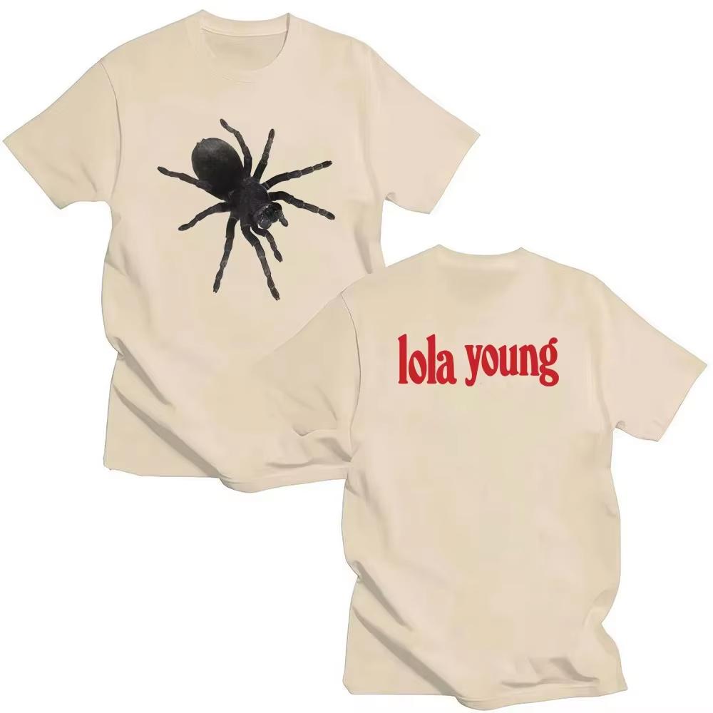 2026 High Quality Tops Lola Young Spiders T Shrit Fashion Short Sleeve Hip Hop Men Women Aesthetic Oversized Crewneck Tees