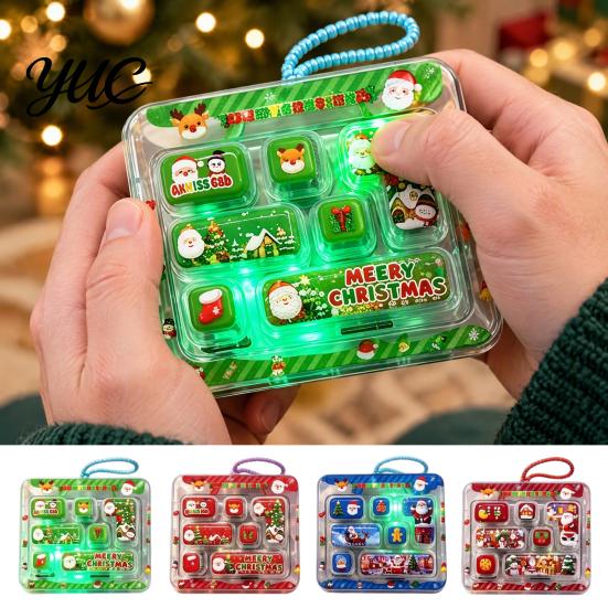 Interactive Plastic Toy Christmas 7-Key Fidget Keyboard Keychain, Light Up Mini Game Toy, Portable Educational Sensory Tool Stress Relief Stocking