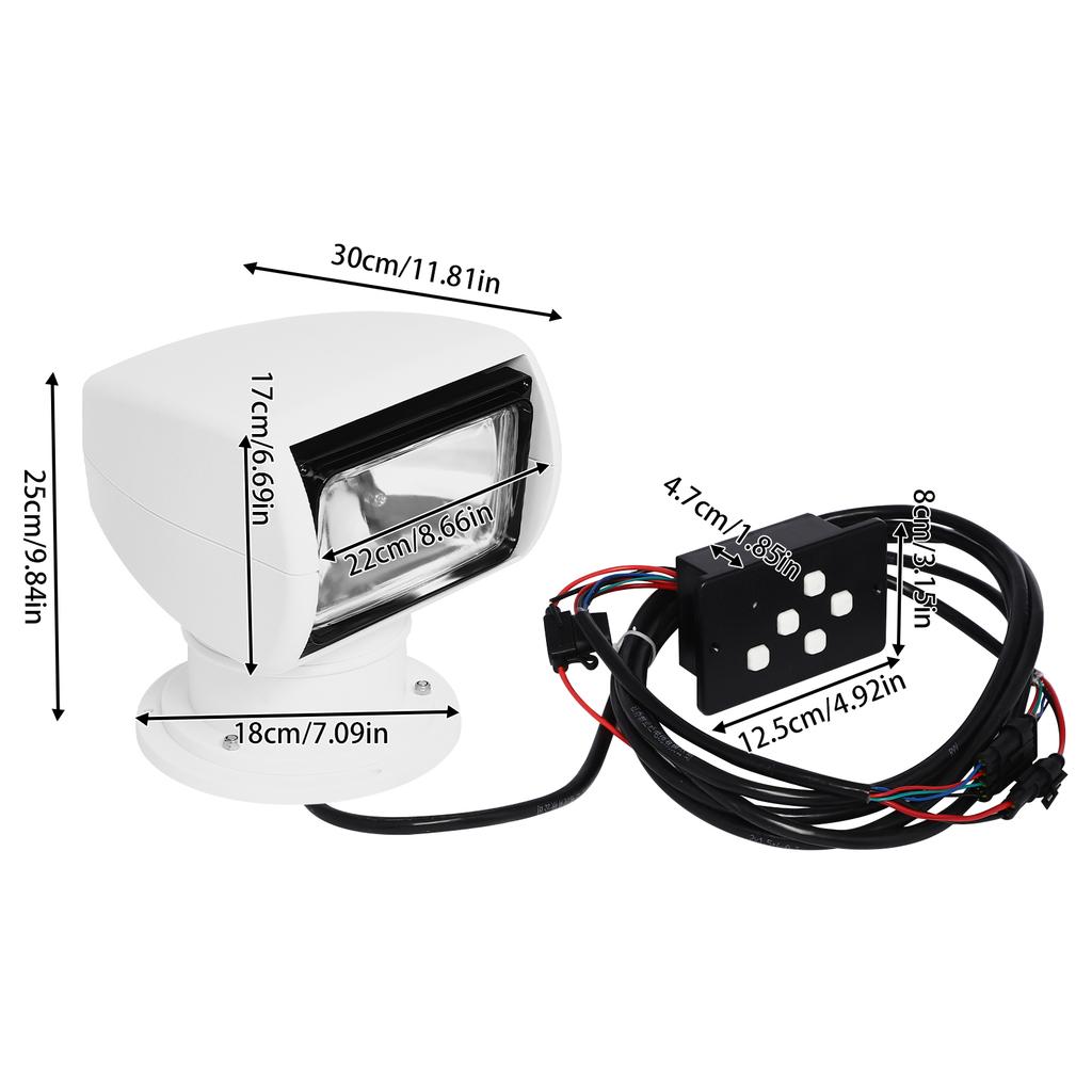 100w Spotlight Marine Remote Controlled Boat SearchLight 12v 360° Waterproof Degree Rotate Omnibearing Lighting Marine Spotlight