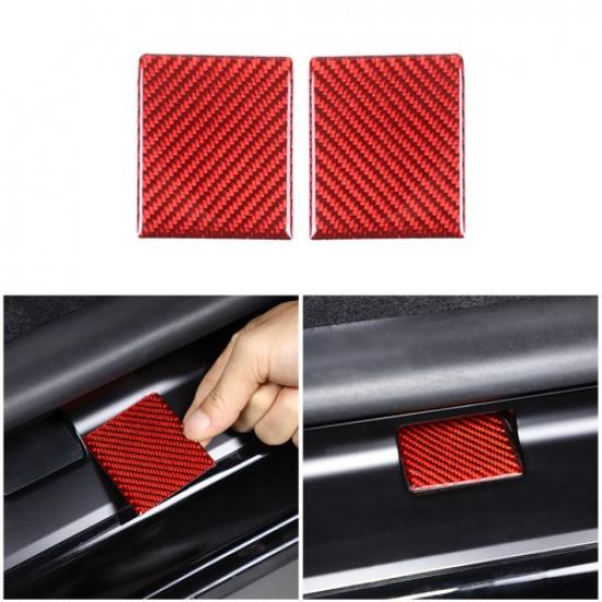 Red Carbon Fiber Exterior Car Door Sill Trim Sticker Cover For Tesla Model 3 23+