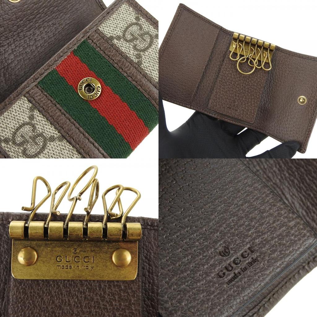 Used GUCCI Key Holder  Off Deer 603732 Sherry GG Supreme Canvas/leather Beige Beige Six Hooks