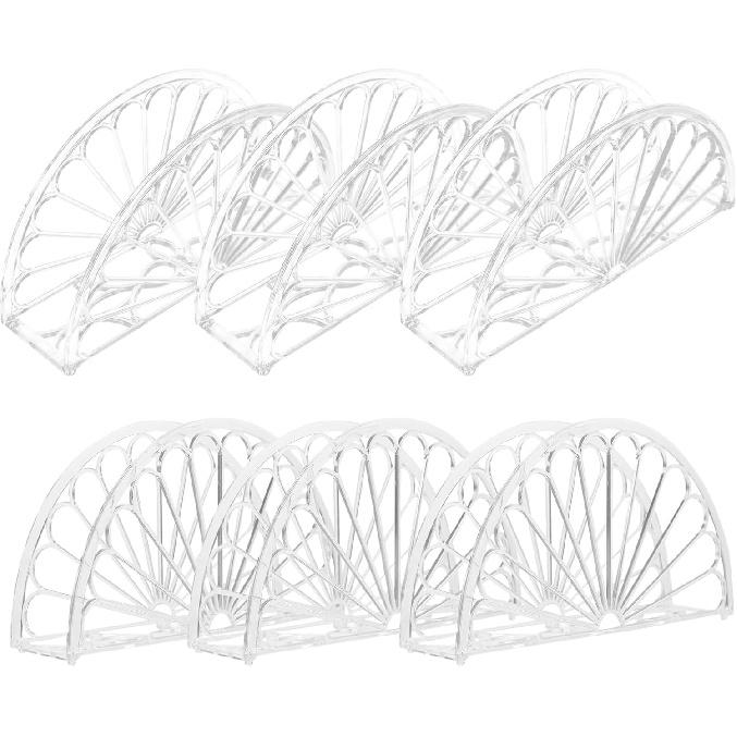 6pcs Clear Napkin Holder Decorative Semicircle Tissue Organizer Stand for Kitchen Dining Table and Stylish Tabletop Napkin Storage