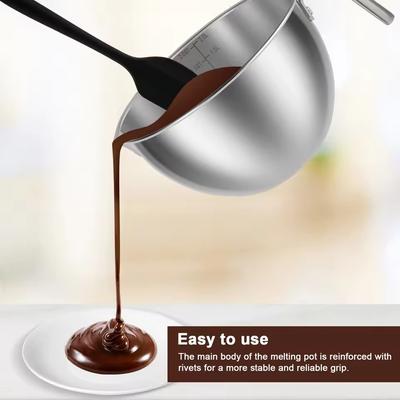 304 Stainless Steel Chocolate Melting Pot Set Butter Warmer Double Boiler Wax Melting Bowl for Home Kitchen Use