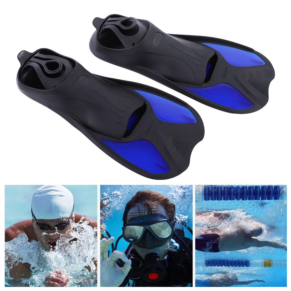 Men Women Swim Foot Fins Swimming Diving Open Heel Adjustable Snorkel Fin Blue L