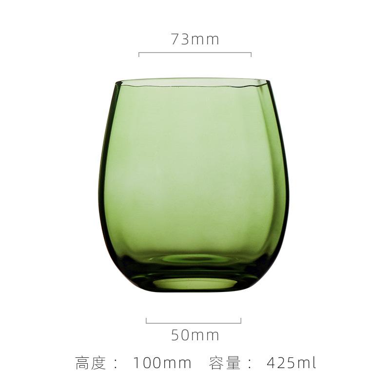 Retro Green Crystal Whiskey Glass Designer Vertical Pattern Goblet Vintage Wine Cup for Home Use Ice Cream Serving 1PCS