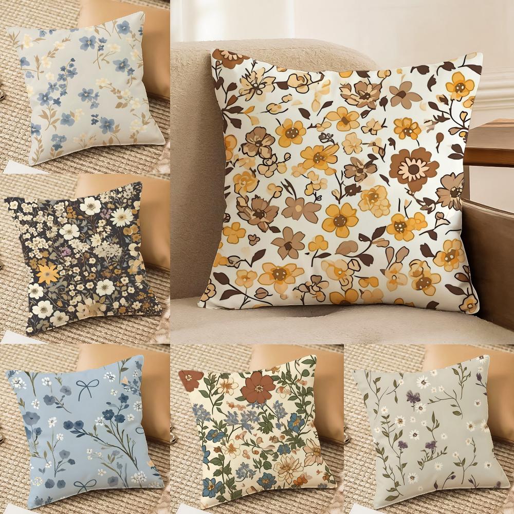 Retro Floral Classical Elegant Style Cushion Cover Silky Elegant Comfort Sofa Bed Invisible Zipper Beach Pillowcase