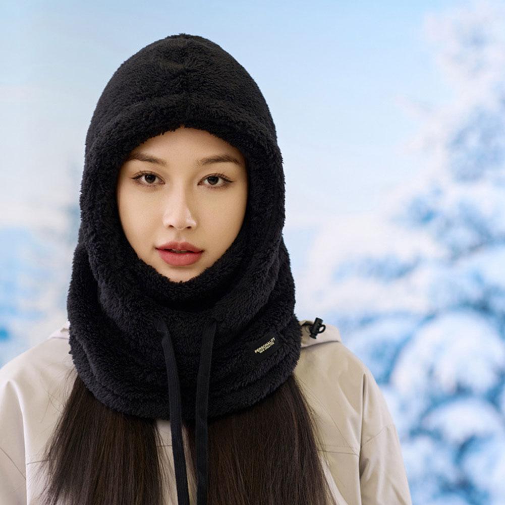 NEU Weiche Einfarbige Radsport Winddichte Mütze Kapuze Thermische Winter Sturmhaube Kordelzug Warmhalten Skimaske Hut Frauen