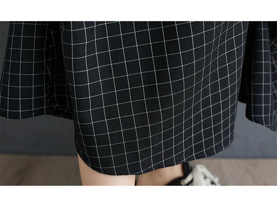 Women's Hepburn Style Plaid Midi Skirt - Three-Piece Dark Irregular A-line for Summer