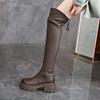 New Arrival Women's Elastic Over-The-Knee Winter Boots  Round Toe Chunky Heel Platform Waterproof Knee-High Boots