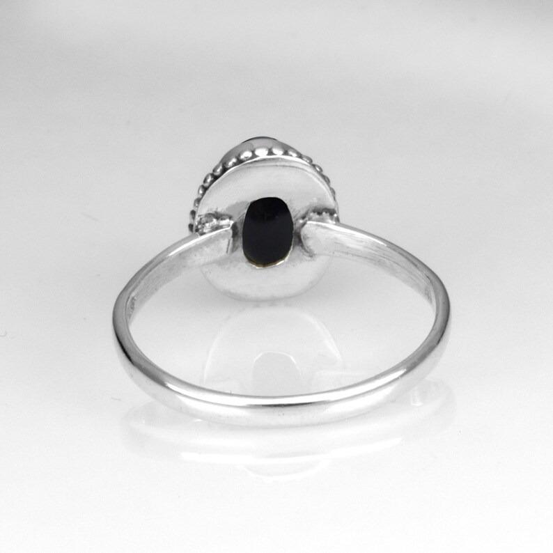 Black Onyx Oval Gemstone Ring, Solid 925 Sterling Silver Birthstone Ring, Bezel Ring, Statement Ring, Boho Ring, Partywear Ring