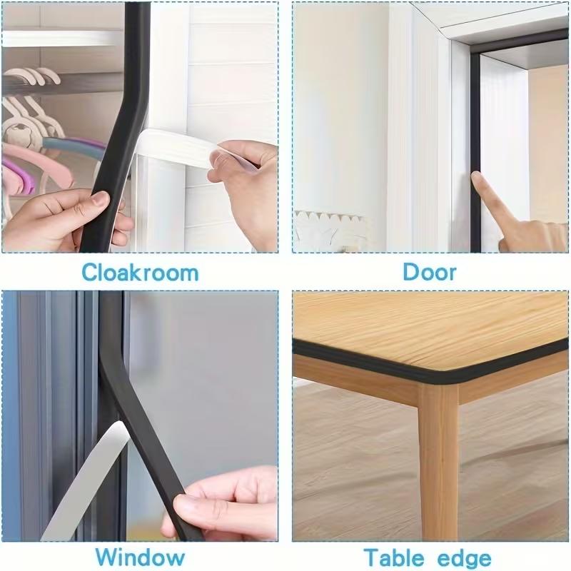 2M PU Sponge Foam Seal Strip Tape Adhesive Anti Collision Soundproof Weather Stripping for Doors Windows Furniture Protection