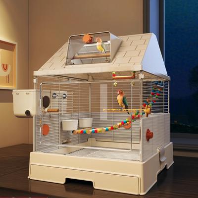 Luxury Bird Cage Villa for Parrots Anti-Splash Cockatiel Budgie Habitat Modern Home Aviary Design Premium Pet Bird Mansion