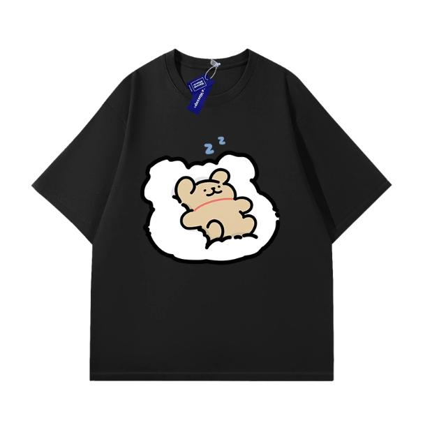 MINISO Cute Cartoon Maltese Line Dog Printed Tshirt Shortsleeve Women Men Couple Casual Loose Versatile Hotselling Tees