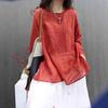 Women's Retro Cotton Linen Long Sleeve Mid-Length Chinese Style Lightweight Pullover Dress