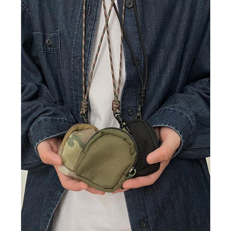 Originální japonská ležérní plátěná mini peněženka na mince na krk se zipem, pouzdro na Bluetooth sluchátka, pánská a dámská ins klíčenka, malá taštička se šňůrkou