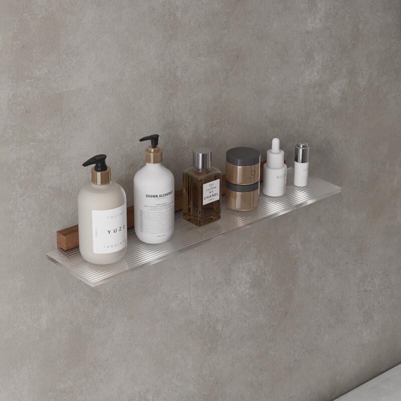 

Настенная полка для ванной из ореха и акрила без сверления