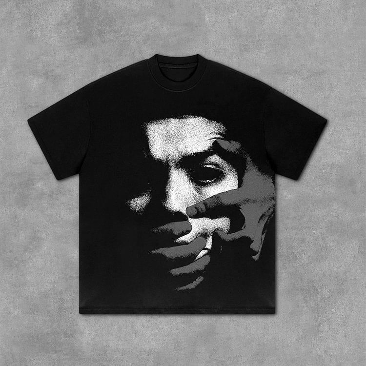 Vintage Portrait Graphic Print 100 Cotton TShirt Unisex Y2k Summer Short Sleeves Casual Oversize Tshirt Streetwear Unisex Tops New M