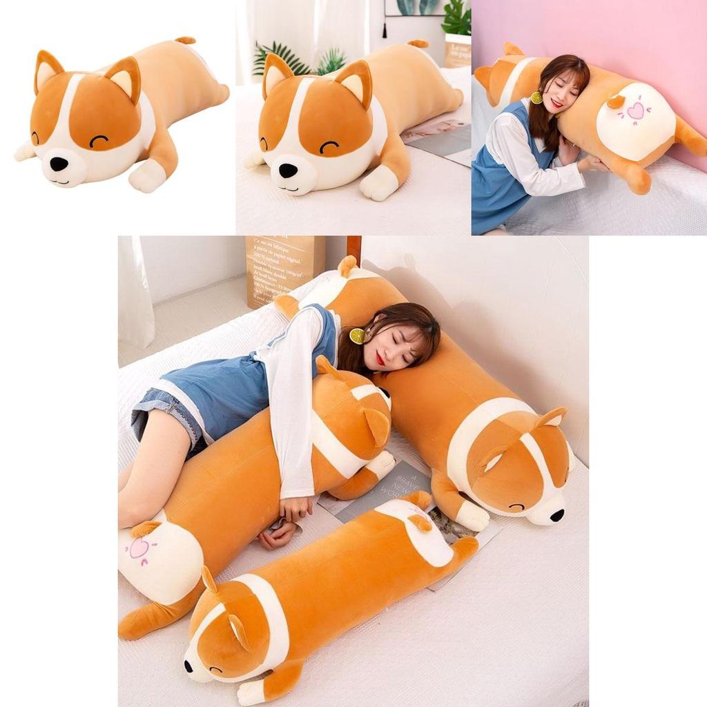 Long Corgi Plush Toys Throw Pillow Cushion Soft Stuffed Animal Doll For Xmas Birthday Gift