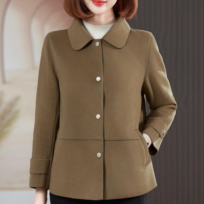 Middle Age Women's Wool & Blends Coats Plus Size Autumn Elegant Loose Outerwears Lady Jackets