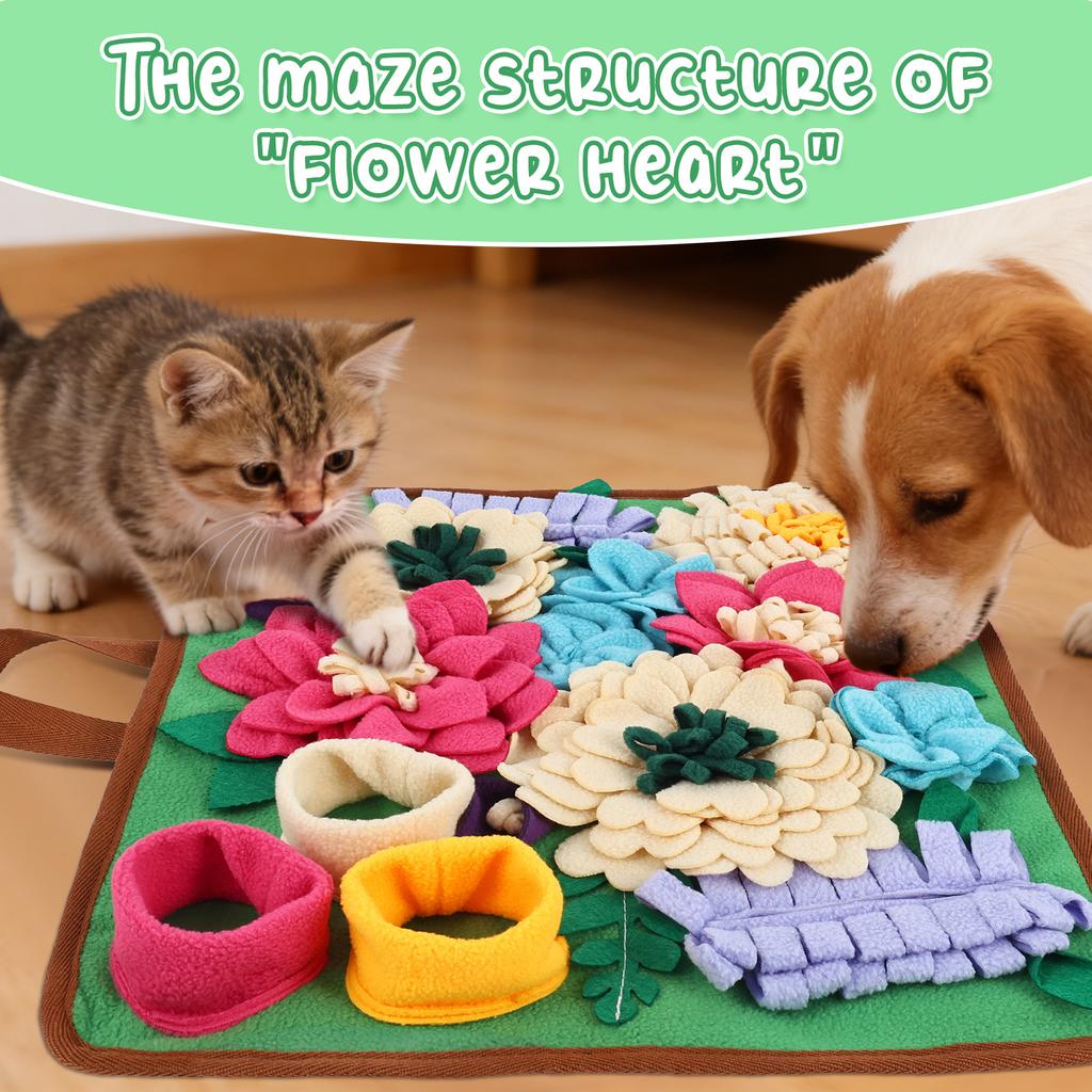 Pet Snuffle Mat Polyester Skin Friendly and Soft Dog Snuffle Toy with Handle Non Slip Pet Slow Feeding Mat Pet Supplies 39x34 CM