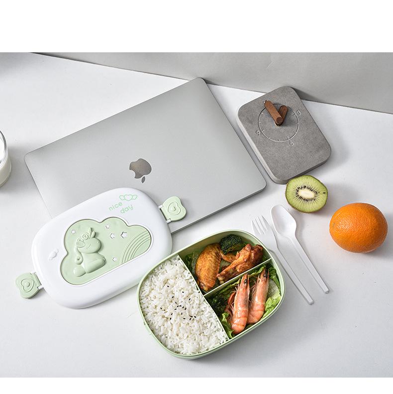 Scatola Bento Ovalare a Cartoni Animati: Lunch Box Portatile con Scomparti, Adatta al Microonde, per Studenti e Adulti