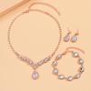 Nuova moda oro oro rosa set di gioielli da sposa zircone tre pezzi collana orecchini bracciale