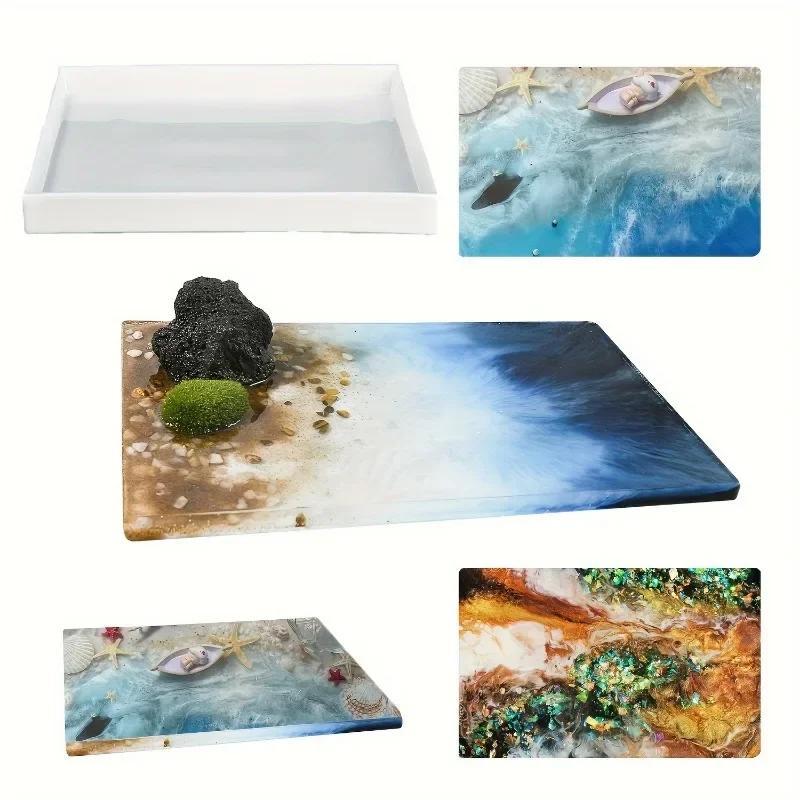Latest Models Reusable Large Rectangular Silicone Mold Big Epoxy River Table Silicone Mold Tray Resin Art DIY Craft Large Thick