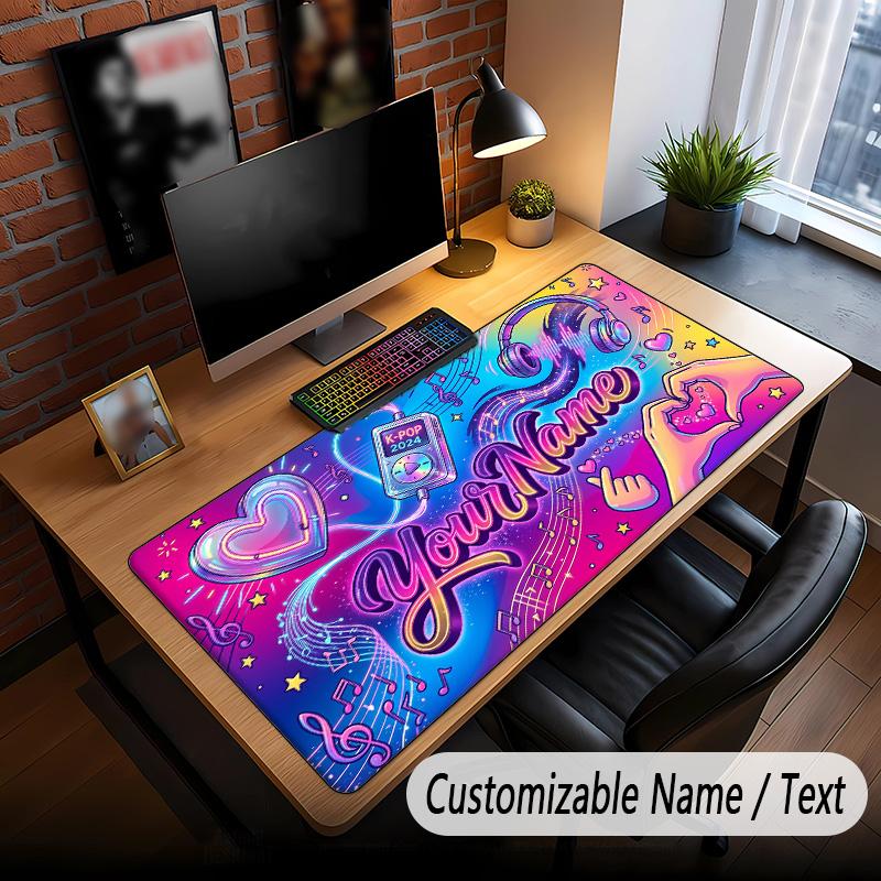 Music DJ Theme Custom Mouse Pad Personalized With Name Text Customized Desk Mat For Office Home Decor