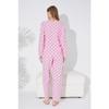 Pink Black Heart And Point Patterned Knitted Pajama Set 7792